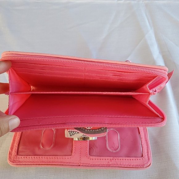 Vera Bradley Wallet Clutch Pink Blossom Paisley Quilted Trifold Sections EUC - Picture 6 of 6
